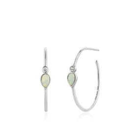 Kyoto Opal Raindrop Silver Hoop Earrings