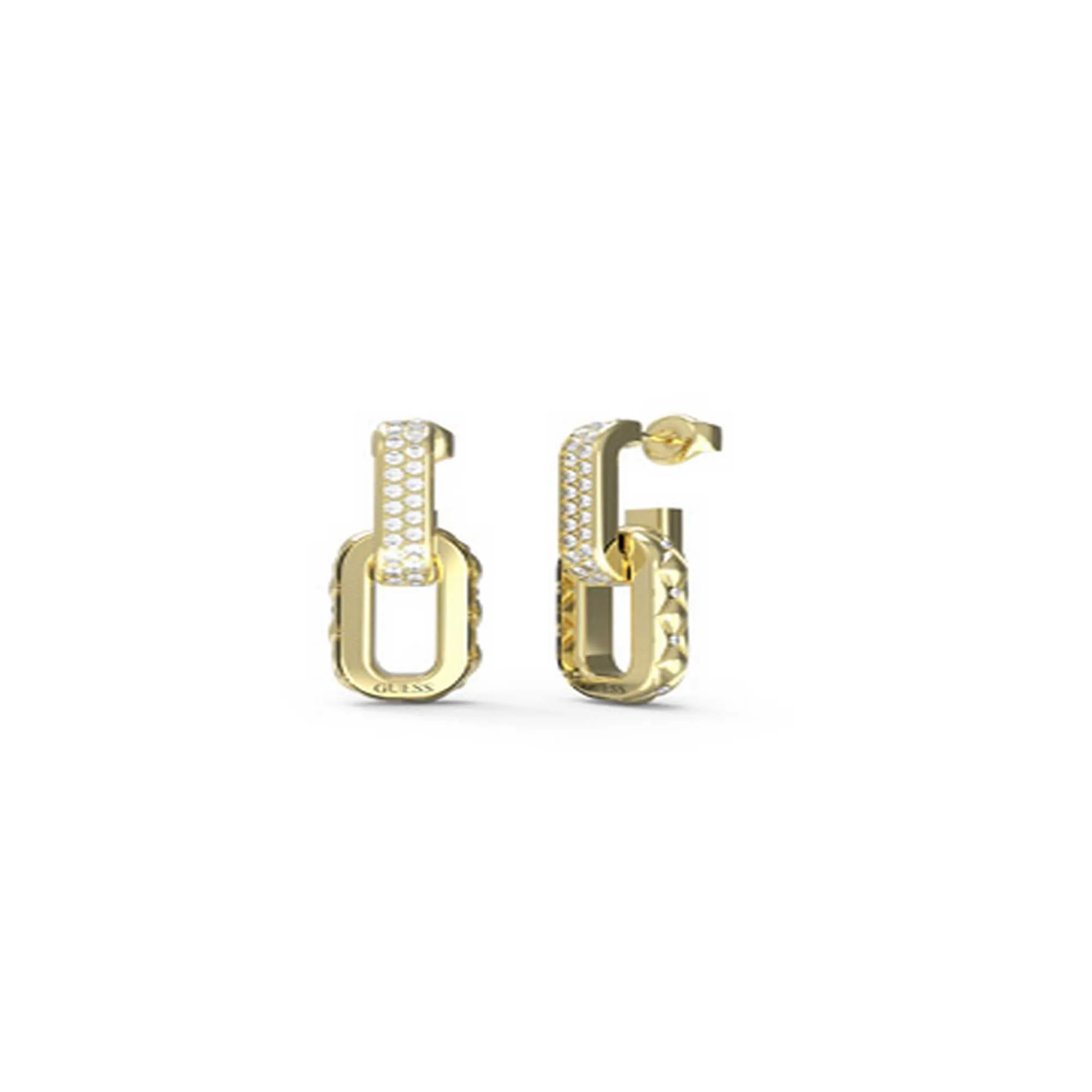 Ladies 30mm Matelasse Pave Double Link Earrings UBE04582YG