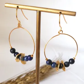 Lapis Disc Hoop Earrings