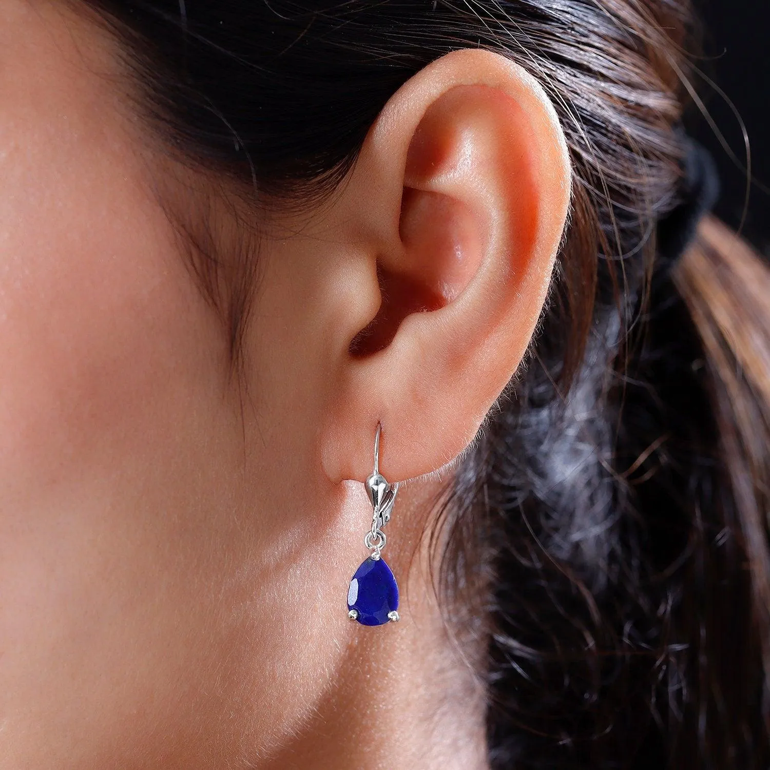 Lapis Lazuli dangle earrings , 925 Sterling Silver , Blue Gemstone , Lapis Lazuli Lever back Earring, Teardrop Earrings , Gift for her