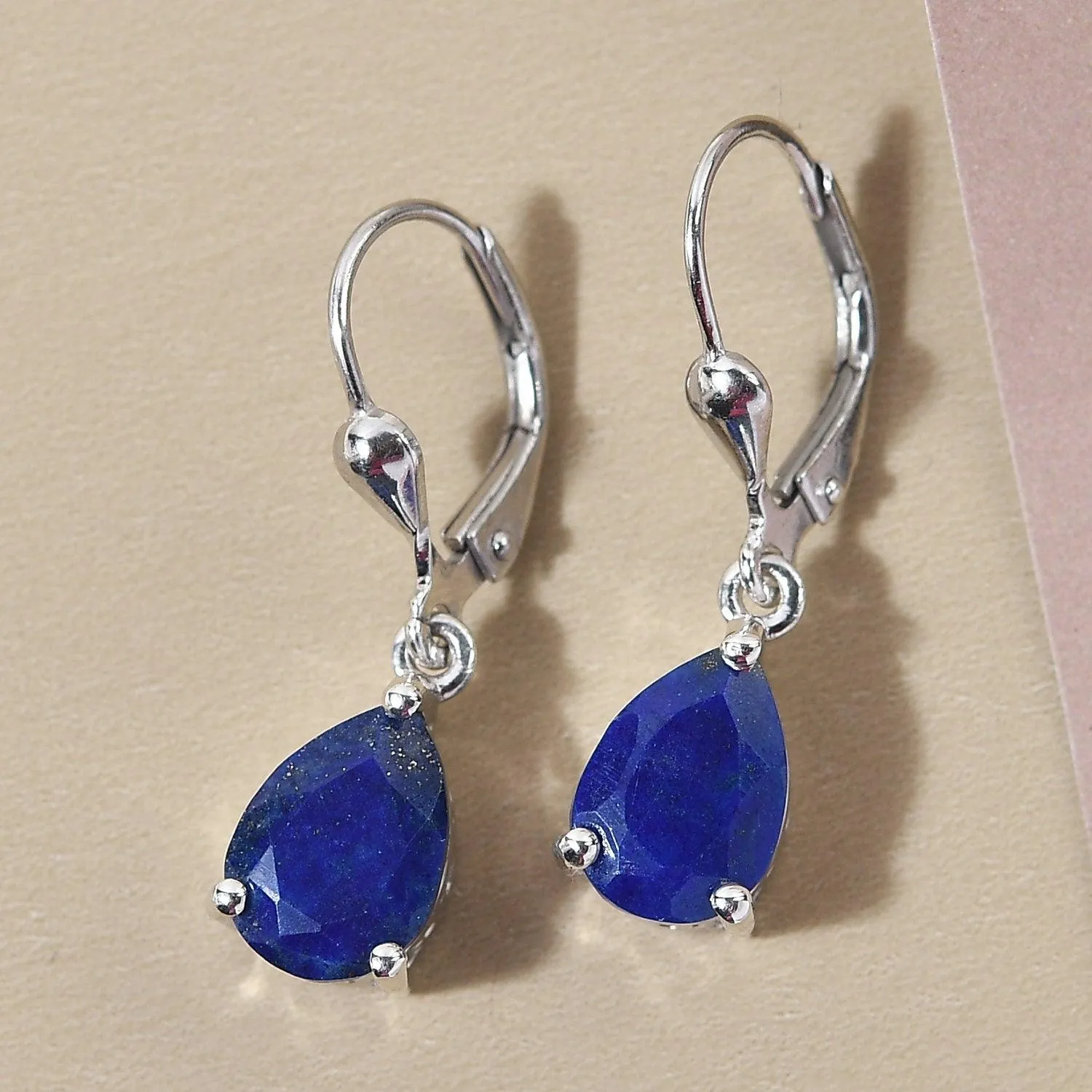 Lapis Lazuli dangle earrings , 925 Sterling Silver , Blue Gemstone , Lapis Lazuli Lever back Earring, Teardrop Earrings , Gift for her