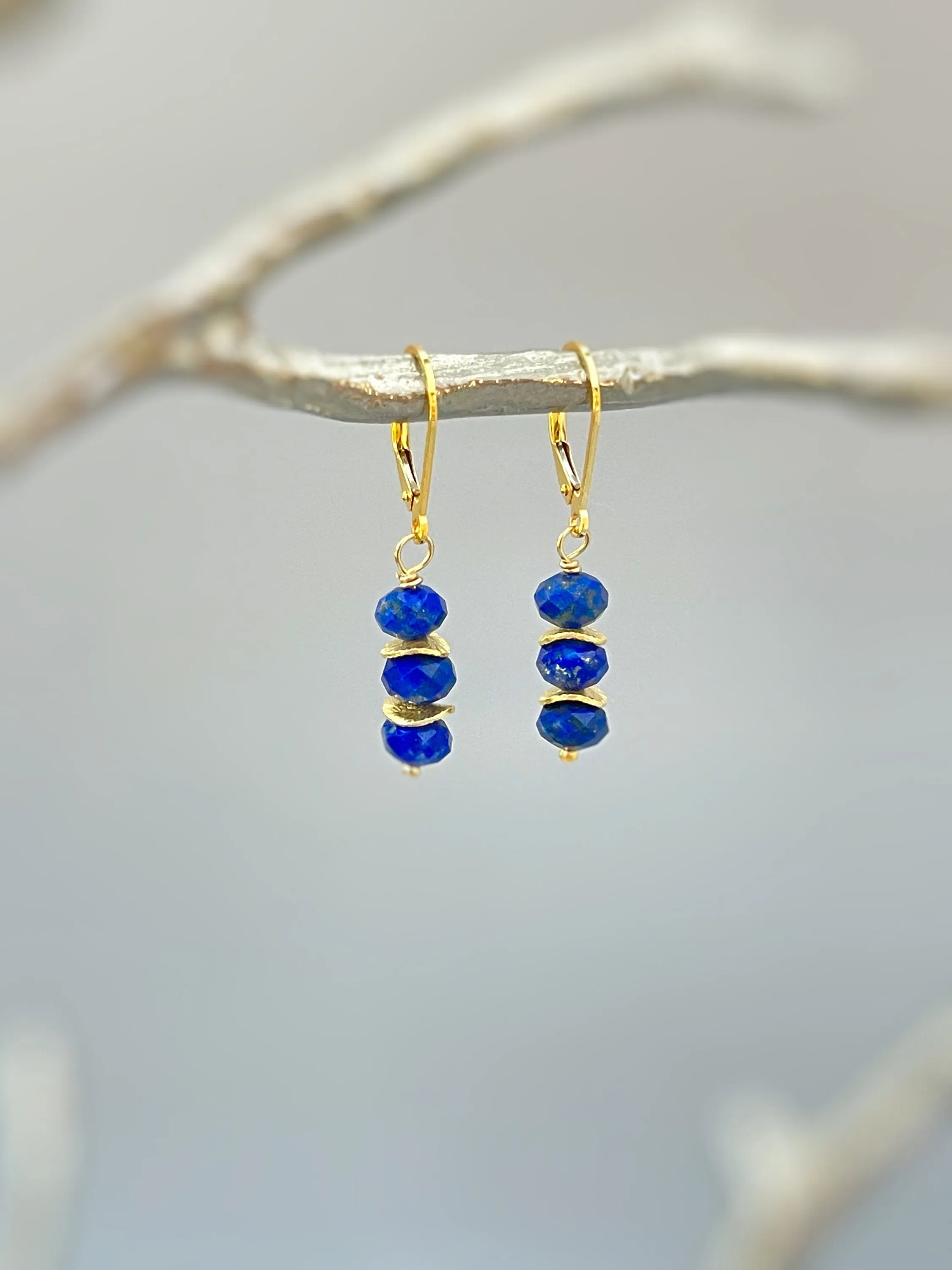 Lapis Lazuli Earrings dangle  lightweight everyday jewelry