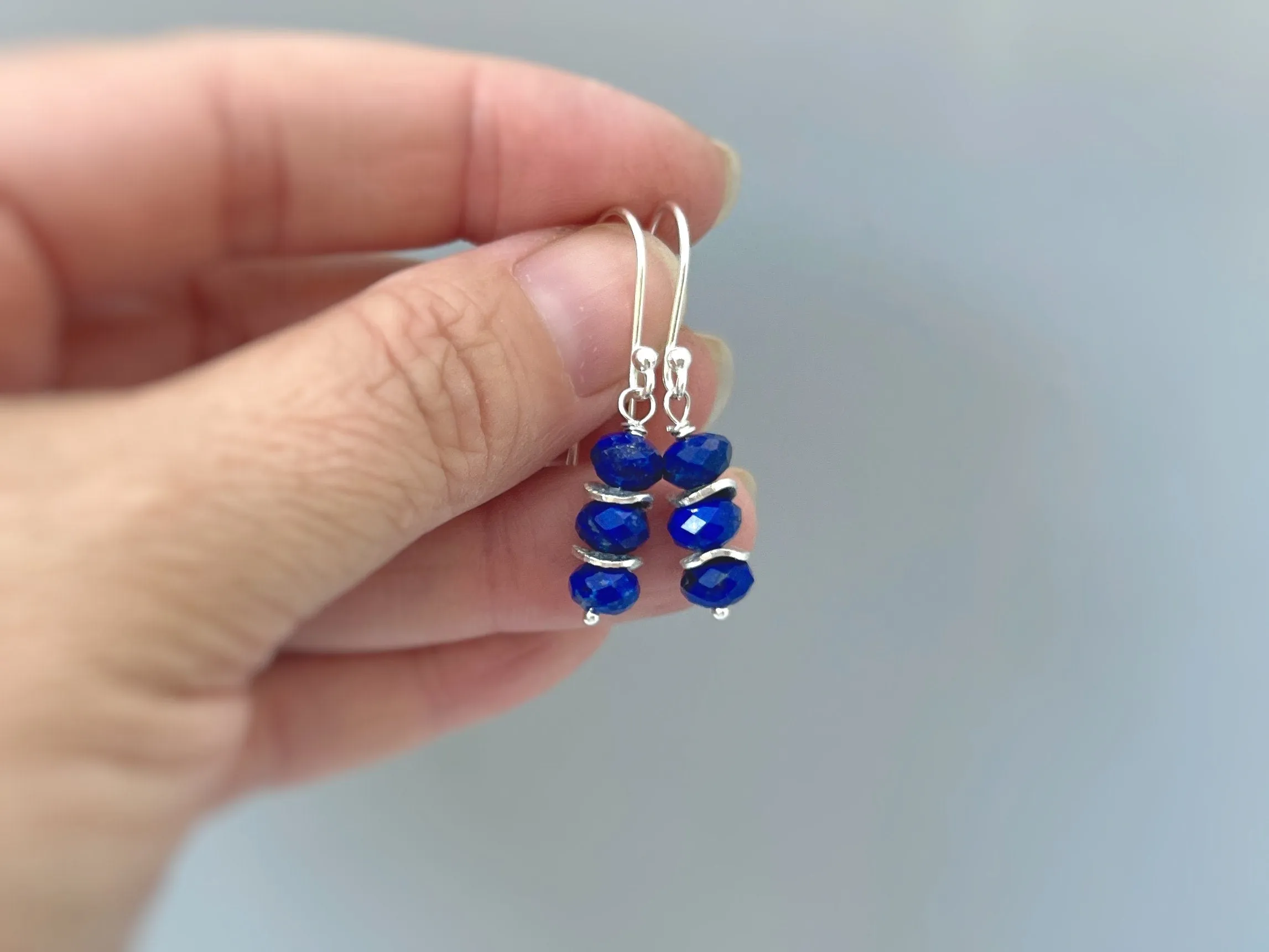 Lapis Lazuli Earrings dangle  lightweight everyday jewelry