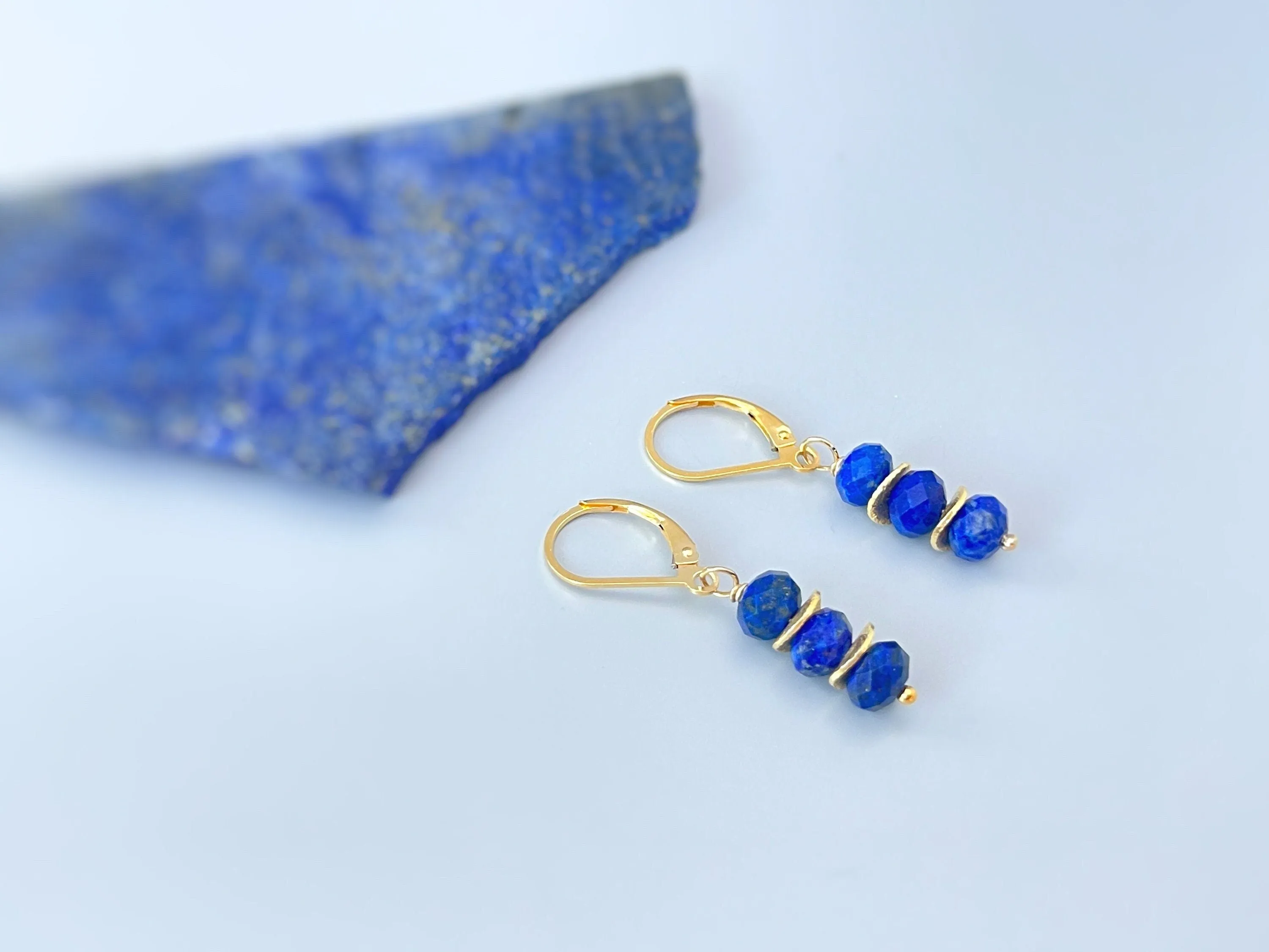 Lapis Lazuli Earrings dangle  lightweight everyday jewelry