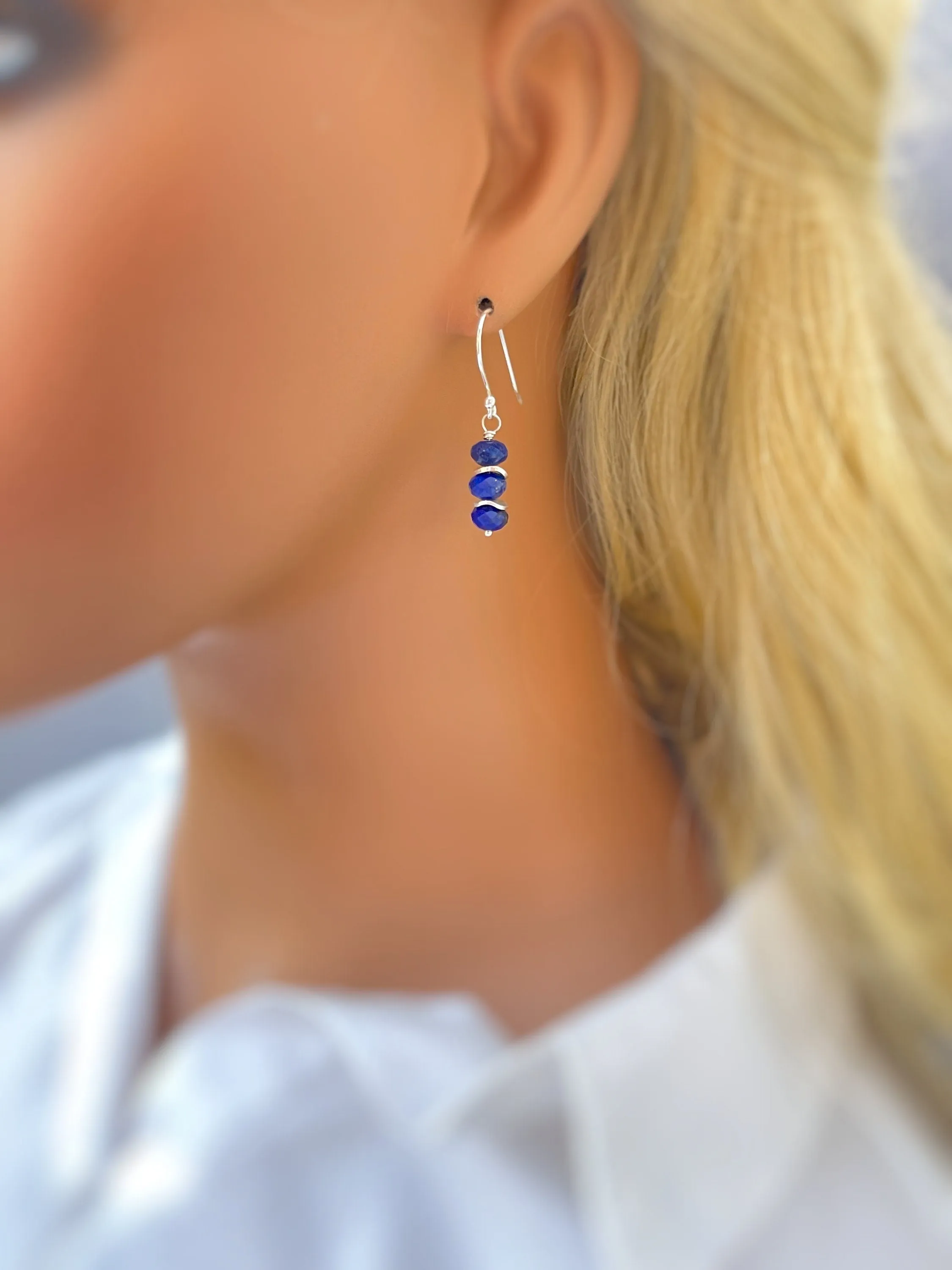 Lapis Lazuli Earrings dangle  lightweight everyday jewelry