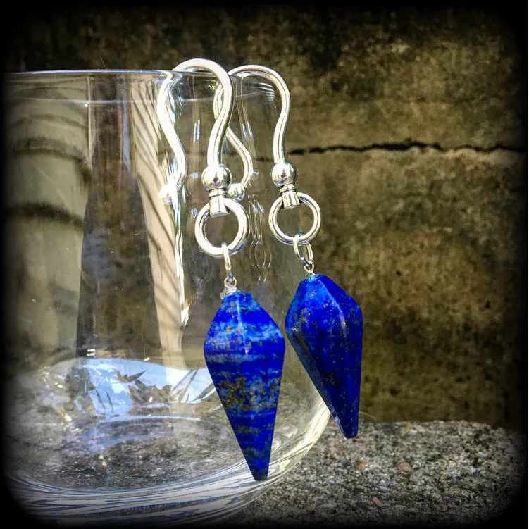 Lapis Lazuli earrings-Gemstone ear hangers