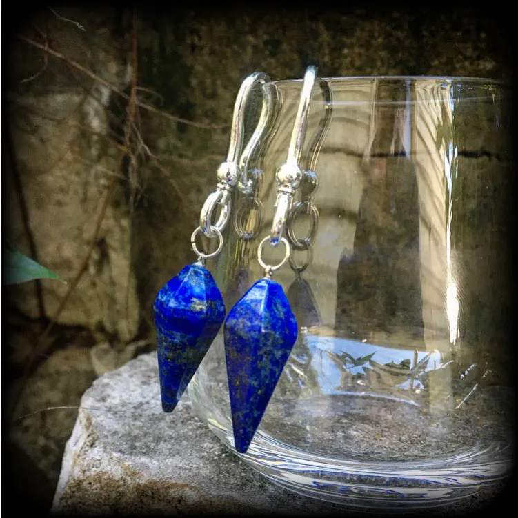 Lapis Lazuli earrings-Gemstone ear hangers