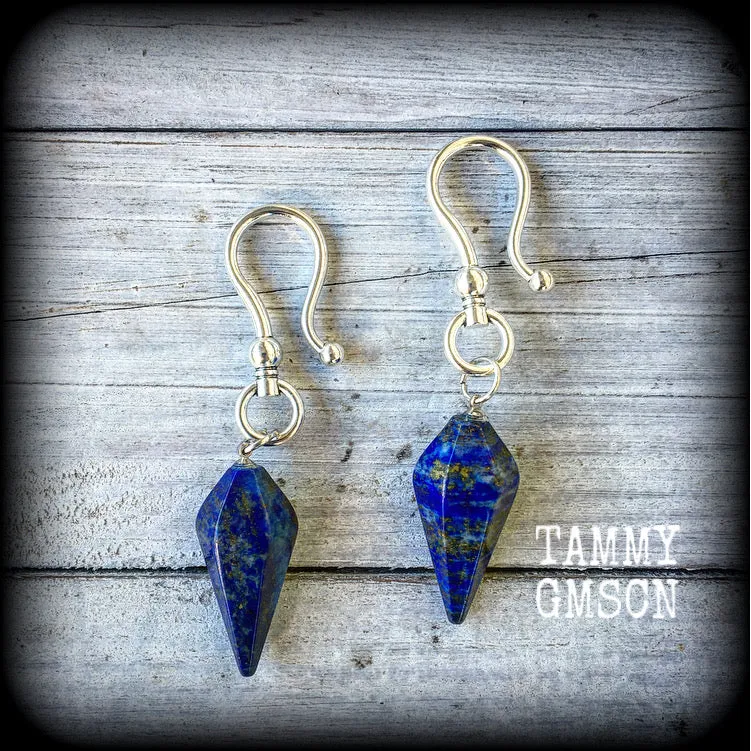 Lapis Lazuli earrings-Gemstone ear hangers