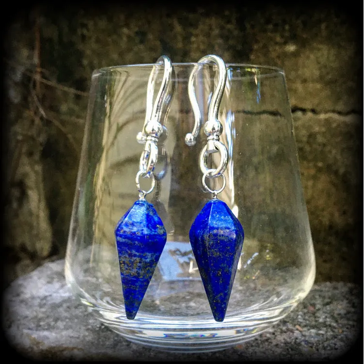 Lapis Lazuli earrings-Gemstone ear hangers