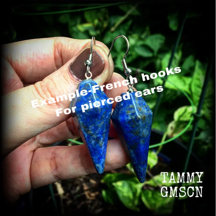 Lapis Lazuli earrings-Gemstone ear hangers