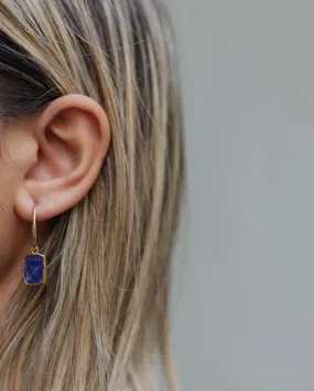 Lapis Lazuli Gold Medium Hoop Earrings - Ku