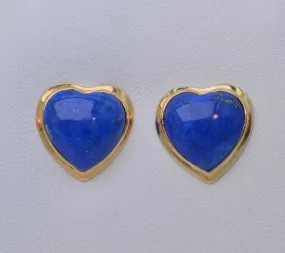 Lapis Lazuli Heart-Shaped Earrings in 14K Yellow Gold