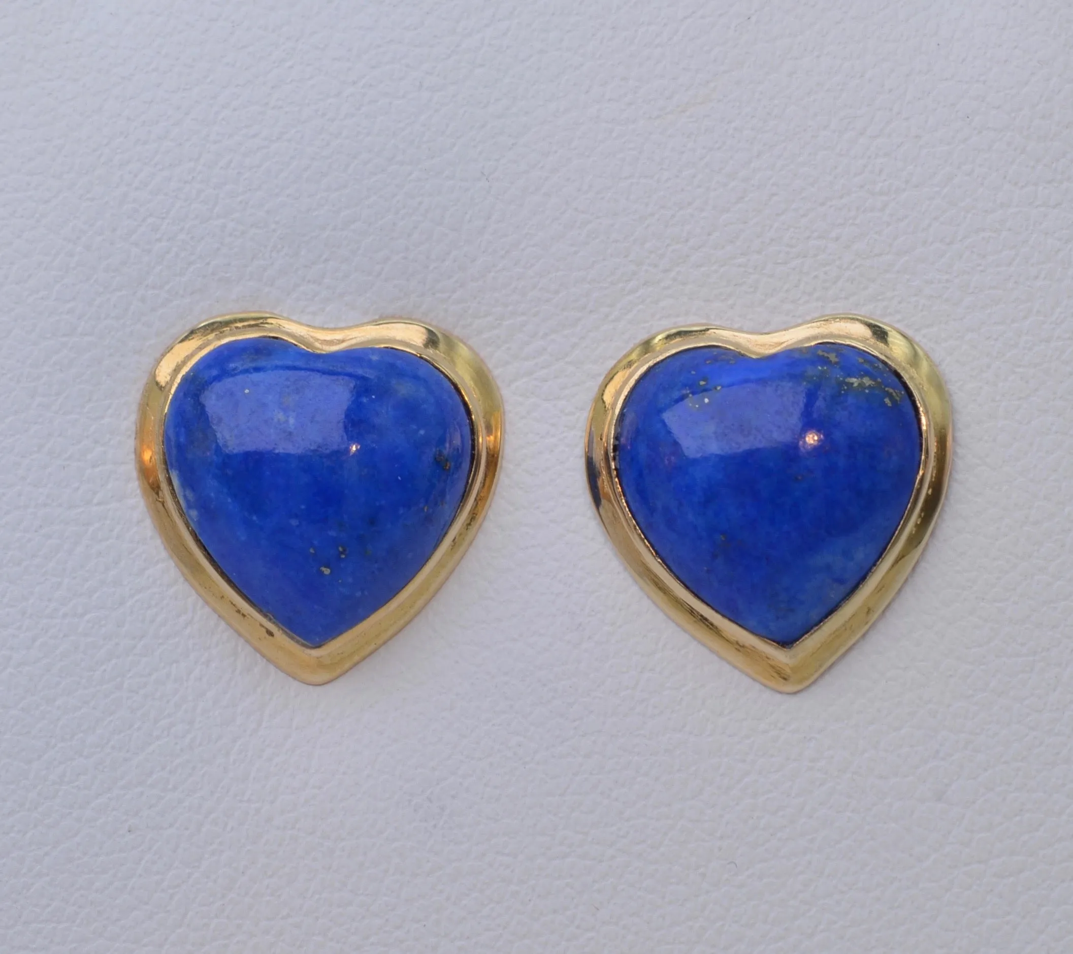 Lapis Lazuli Heart-Shaped Earrings in 14K Yellow Gold