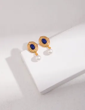 Lapis Lazuli Pearl Earrings