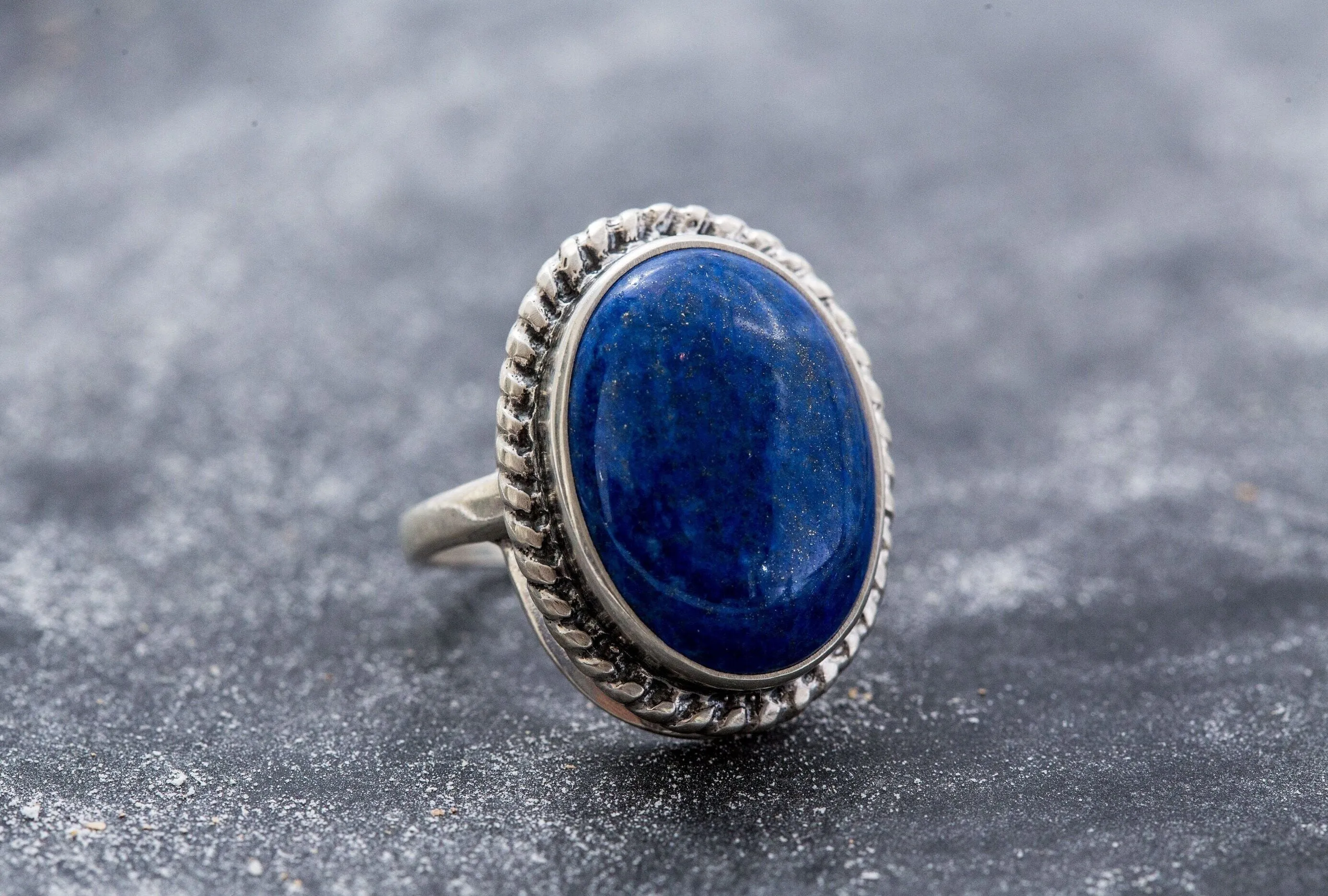 Lapis Lazuli Ring - Blue Bezel Ring - Lapis Statement Ring