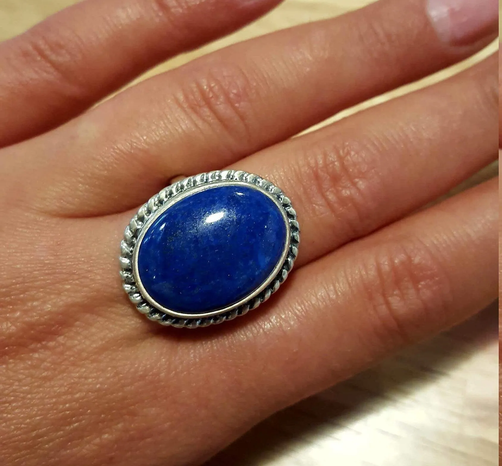 Lapis Lazuli Ring - Blue Bezel Ring - Lapis Statement Ring