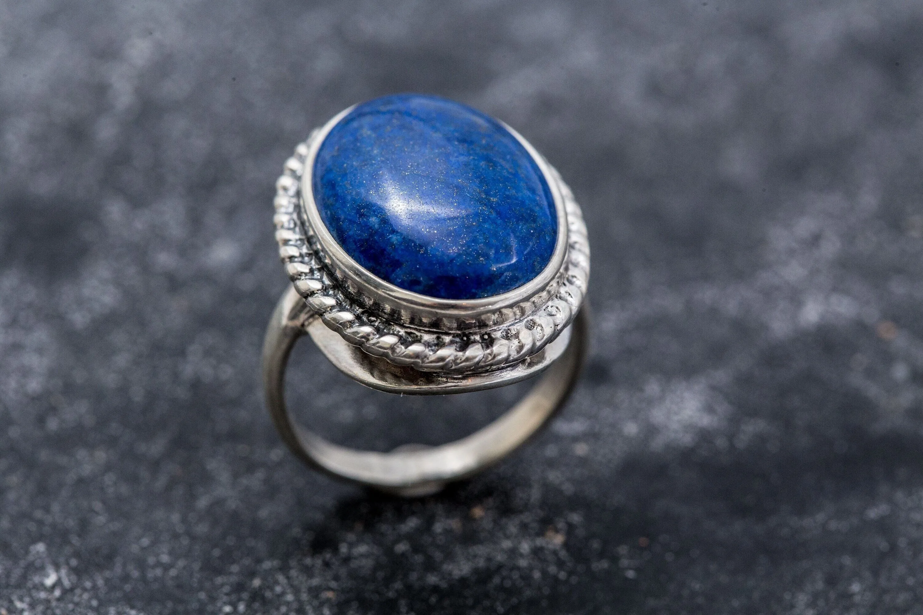 Lapis Lazuli Ring - Blue Bezel Ring - Lapis Statement Ring