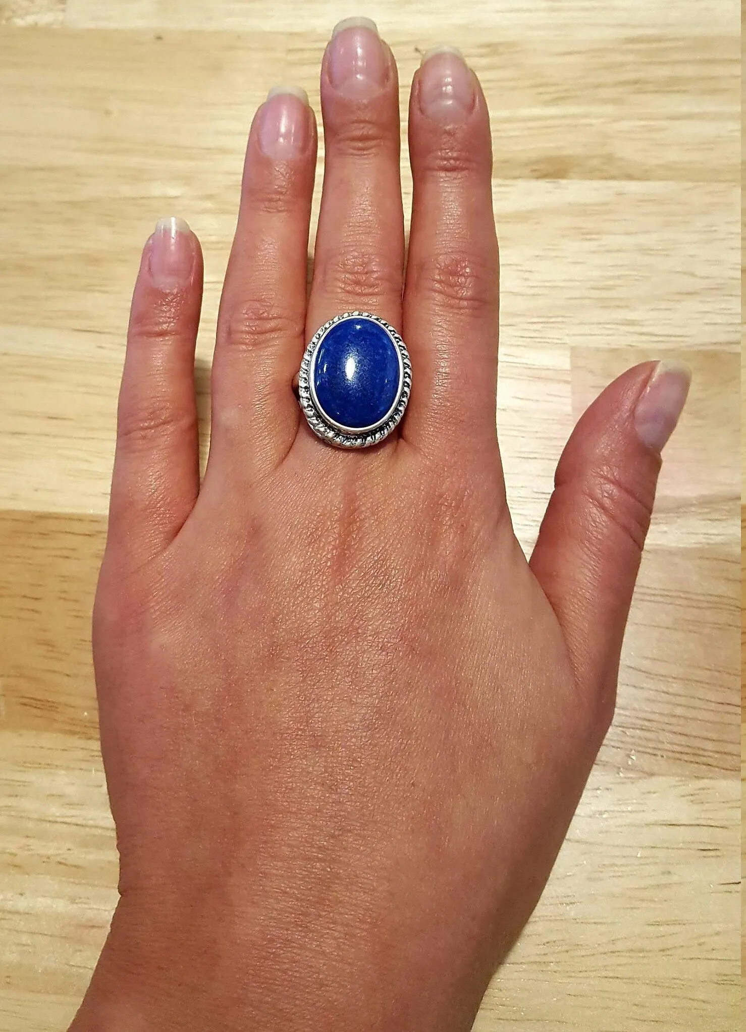 Lapis Lazuli Ring - Blue Bezel Ring - Lapis Statement Ring