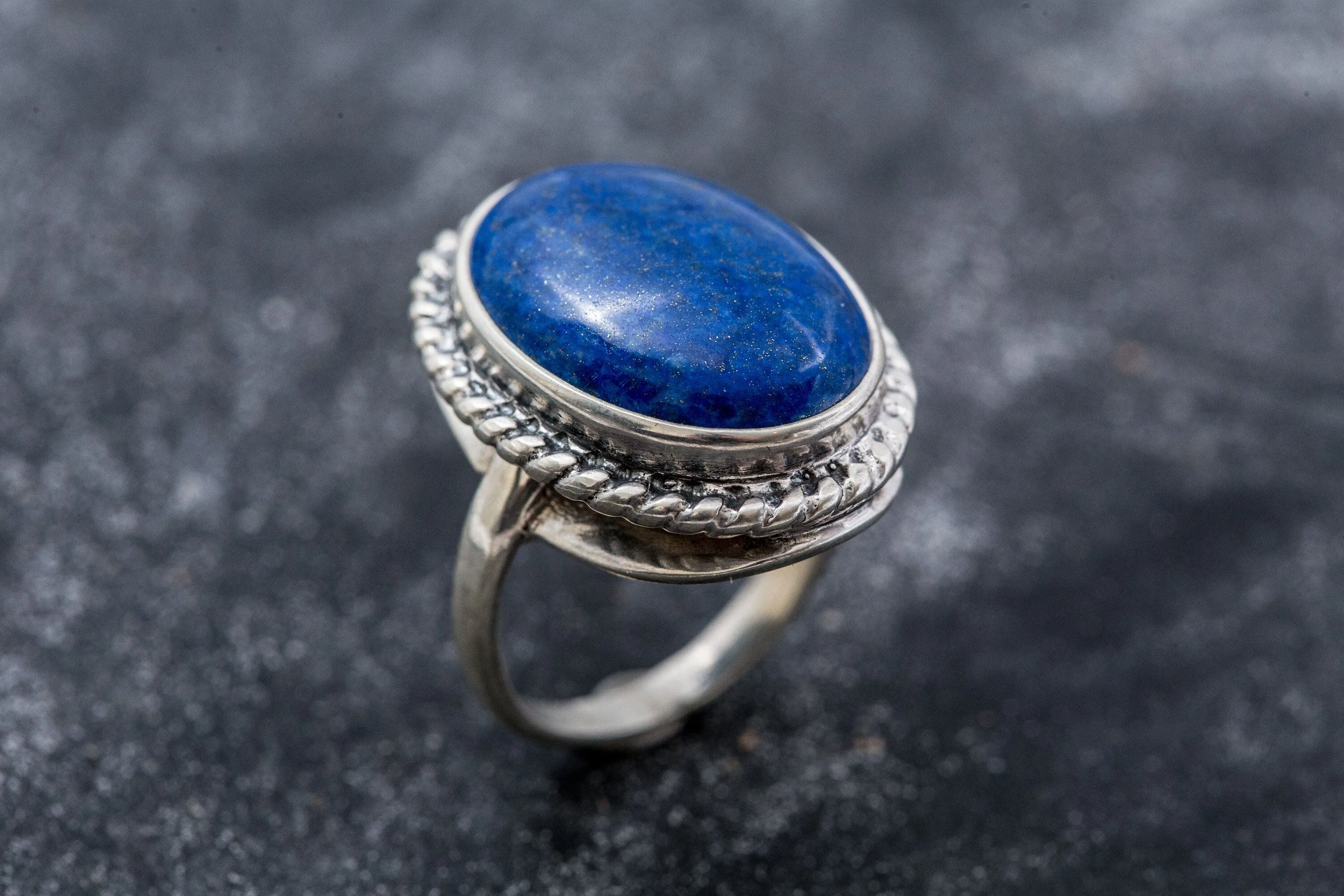 Lapis Lazuli Ring - Blue Bezel Ring - Lapis Statement Ring