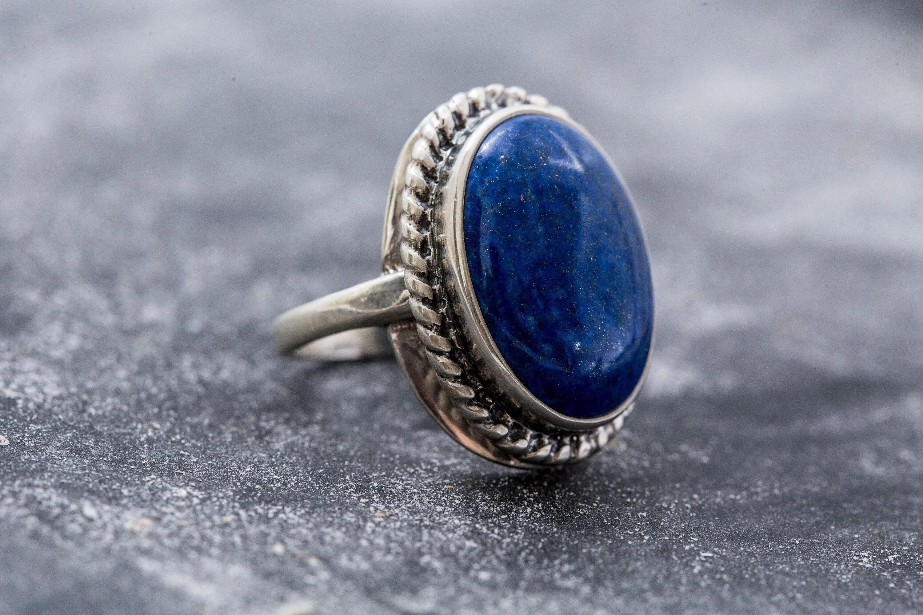 Lapis Lazuli Ring - Blue Bezel Ring - Lapis Statement Ring