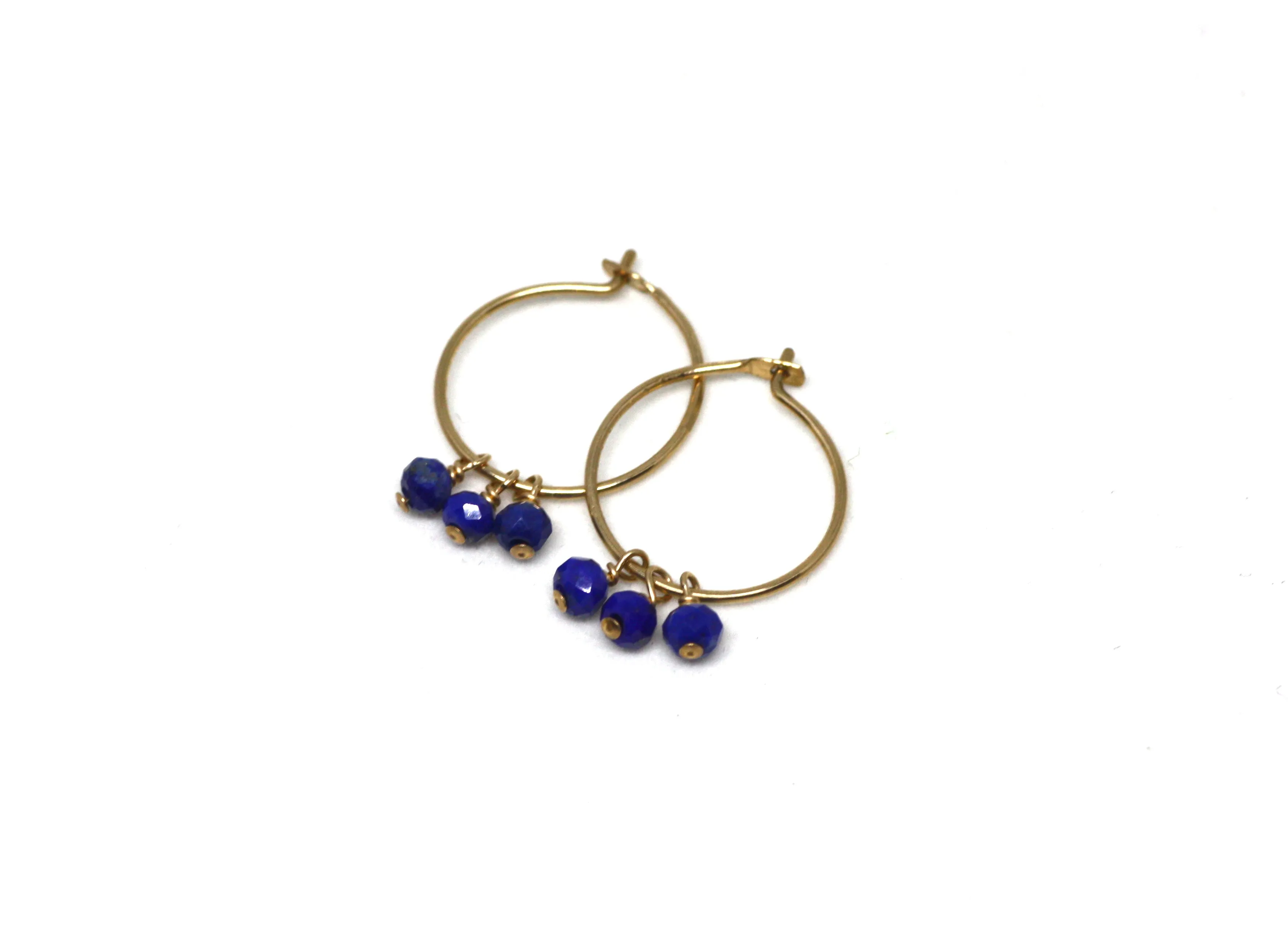 Lapis Lazuli Small Hoop Earrings in Gold