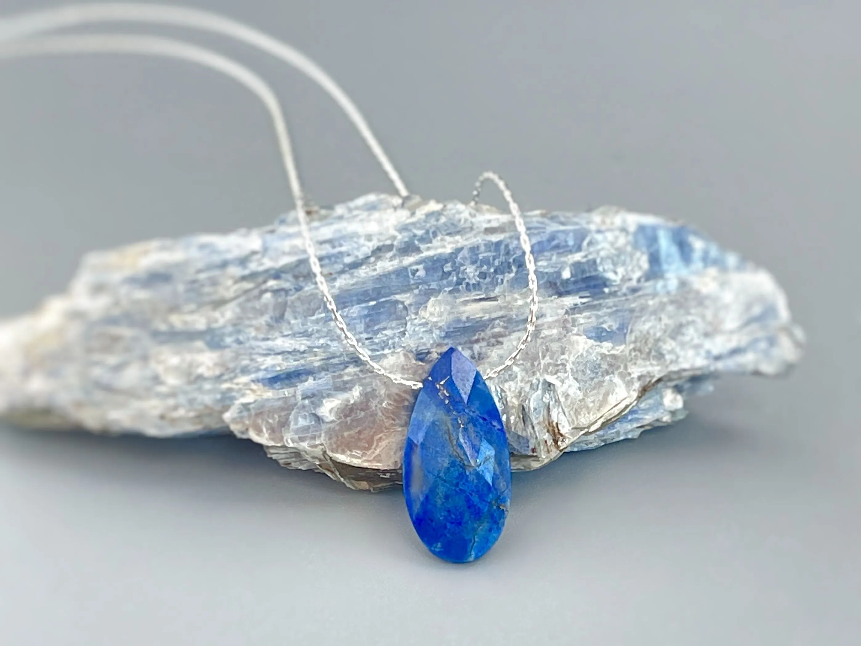 Lapis Necklace Gemstone Solitaire Necklace