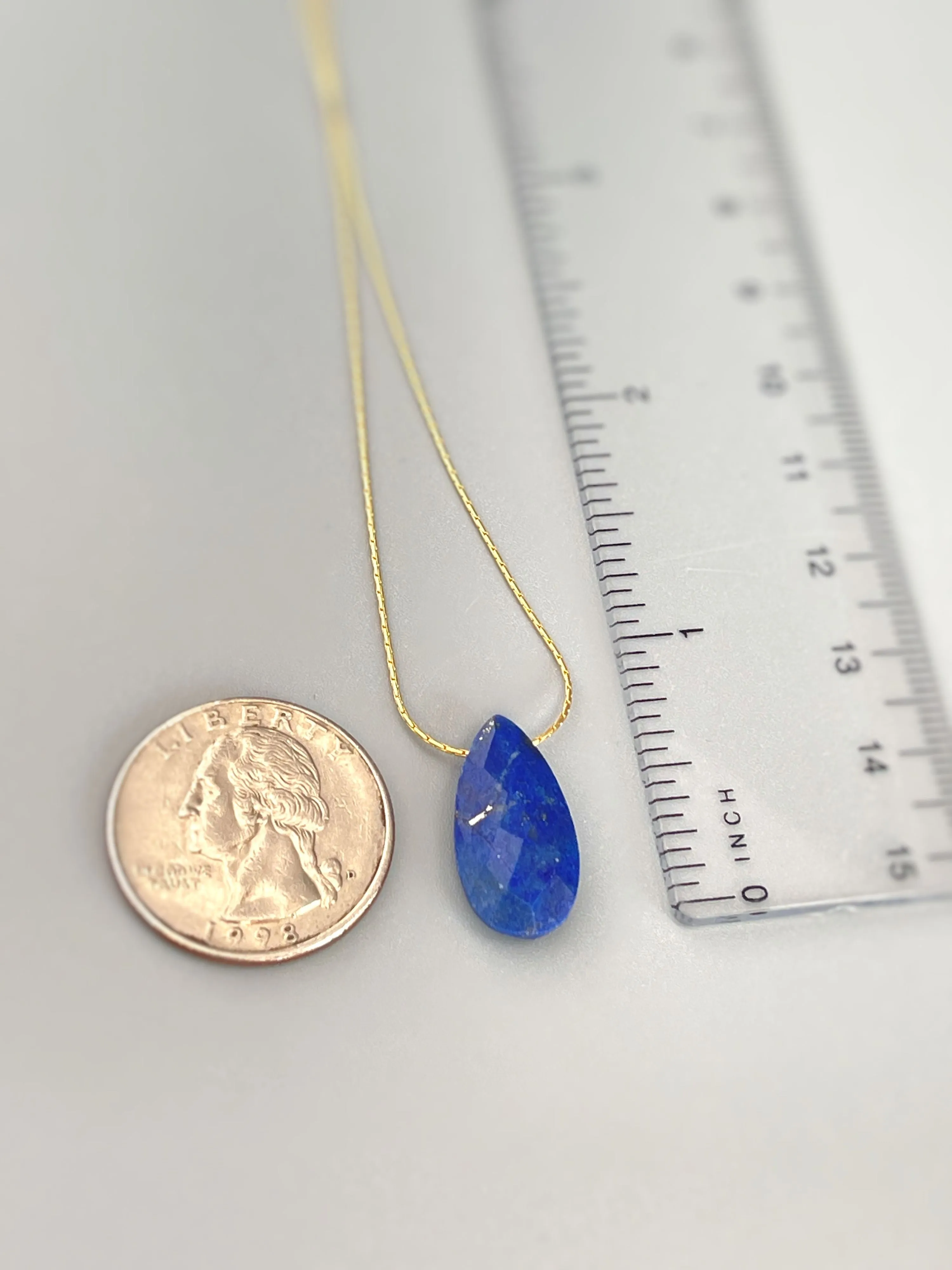 Lapis Necklace Gemstone Solitaire Necklace