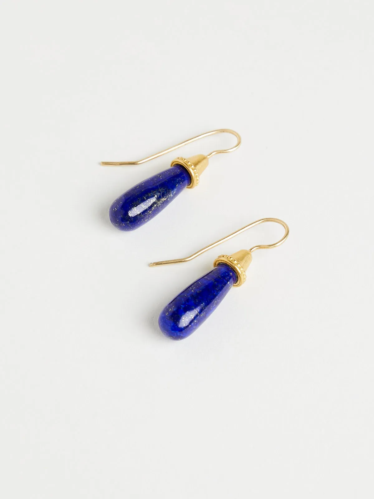 Lapis Pileus Earrings in 22k Yellow Gold