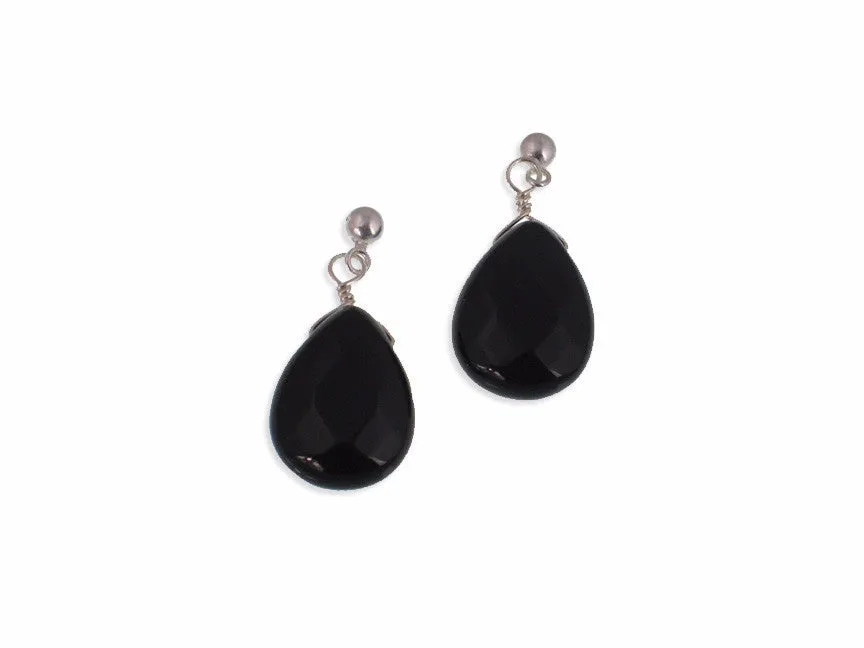 Large Faceted Teardrop Stone Earrings