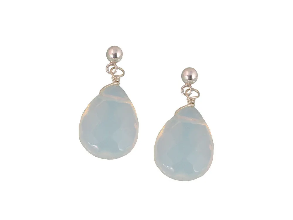 Large Faceted Teardrop Stone Earrings