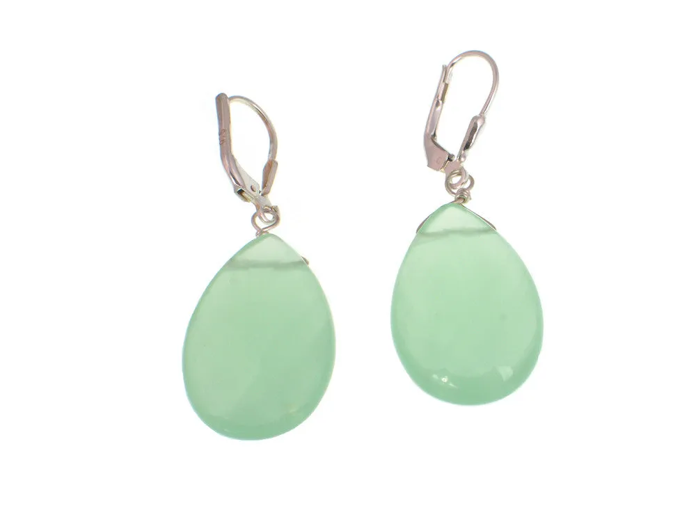 Large Faceted Teardrop Stone Earrings