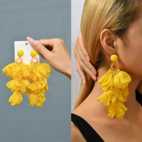 Large flower shaped hanging dangle earrings for women girls with fancy lace design