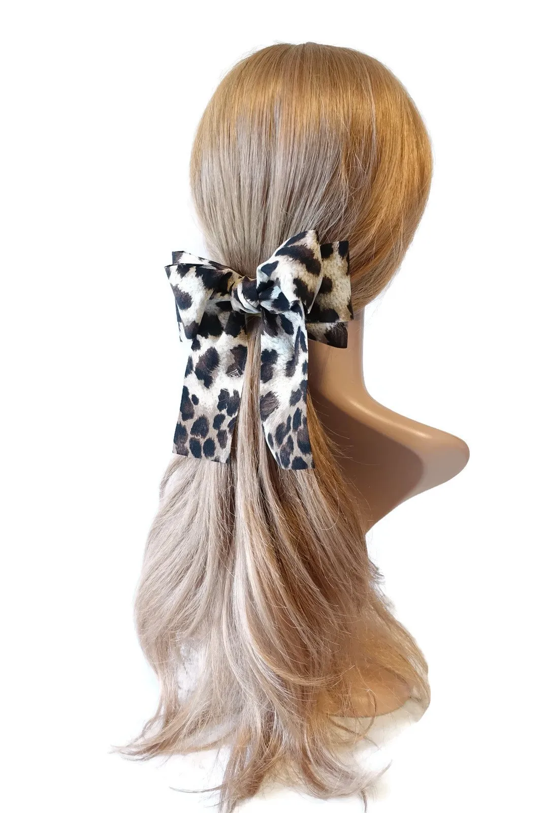 Leopard Print Long Tail Bow French Hair Barrette Women Hair Accessories