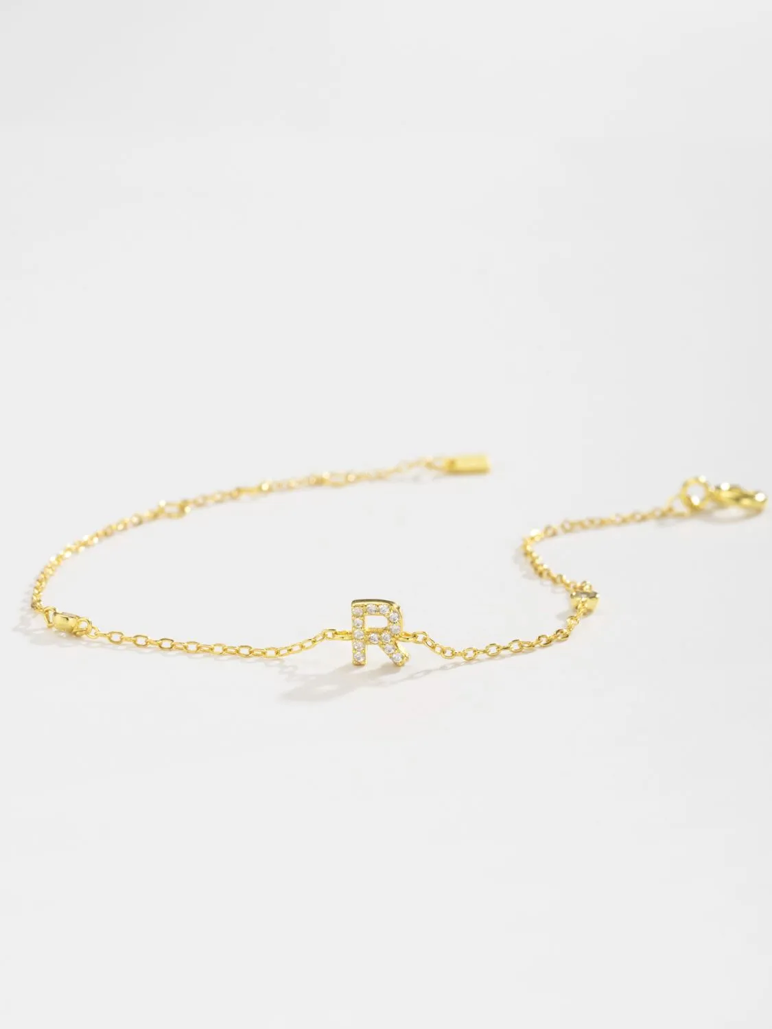 Letter Initial Bracelet, Q To U Zircon 925 Sterling Silver Bracelet