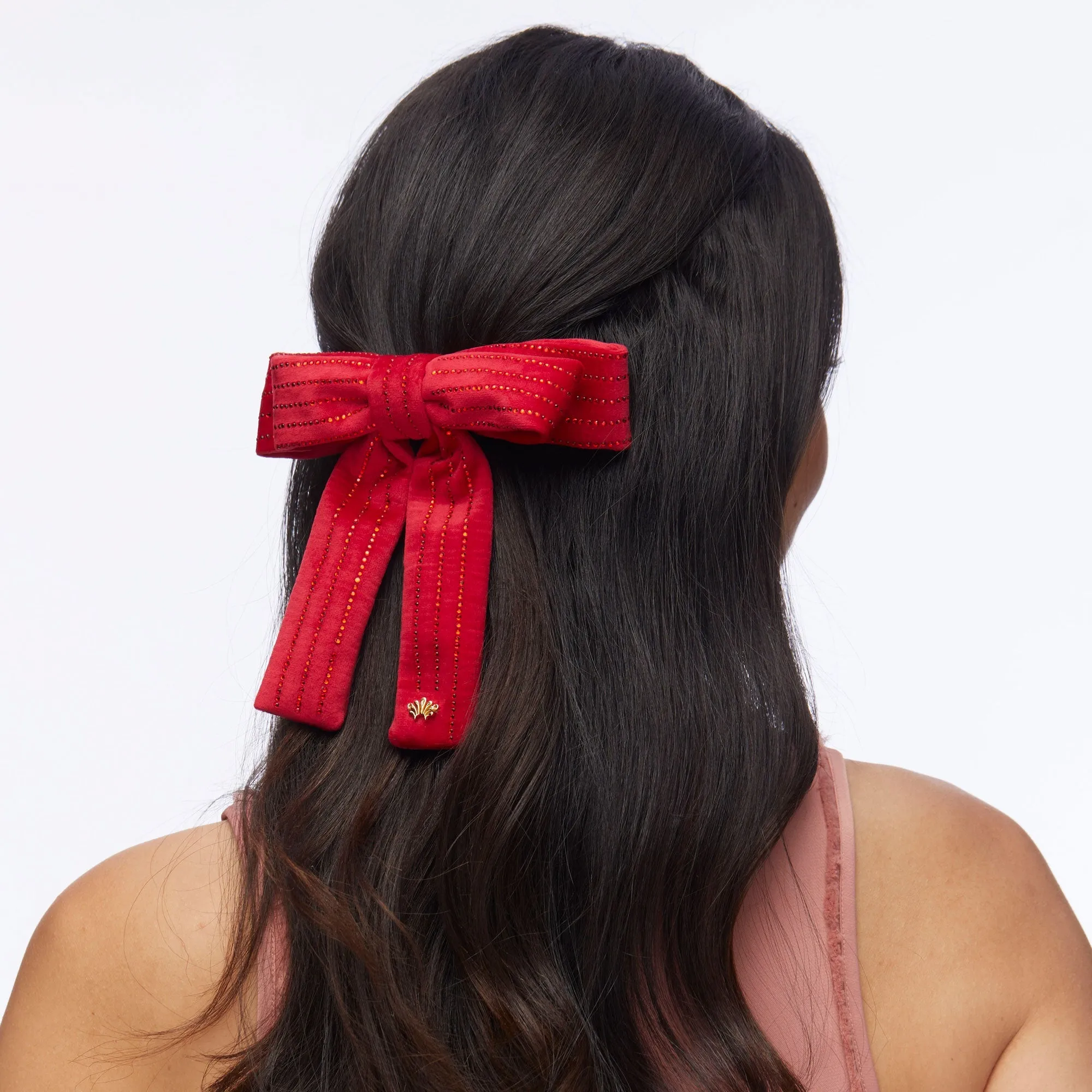 LIPSTICK RED ANTOINETTE PINSTRIPE BOW