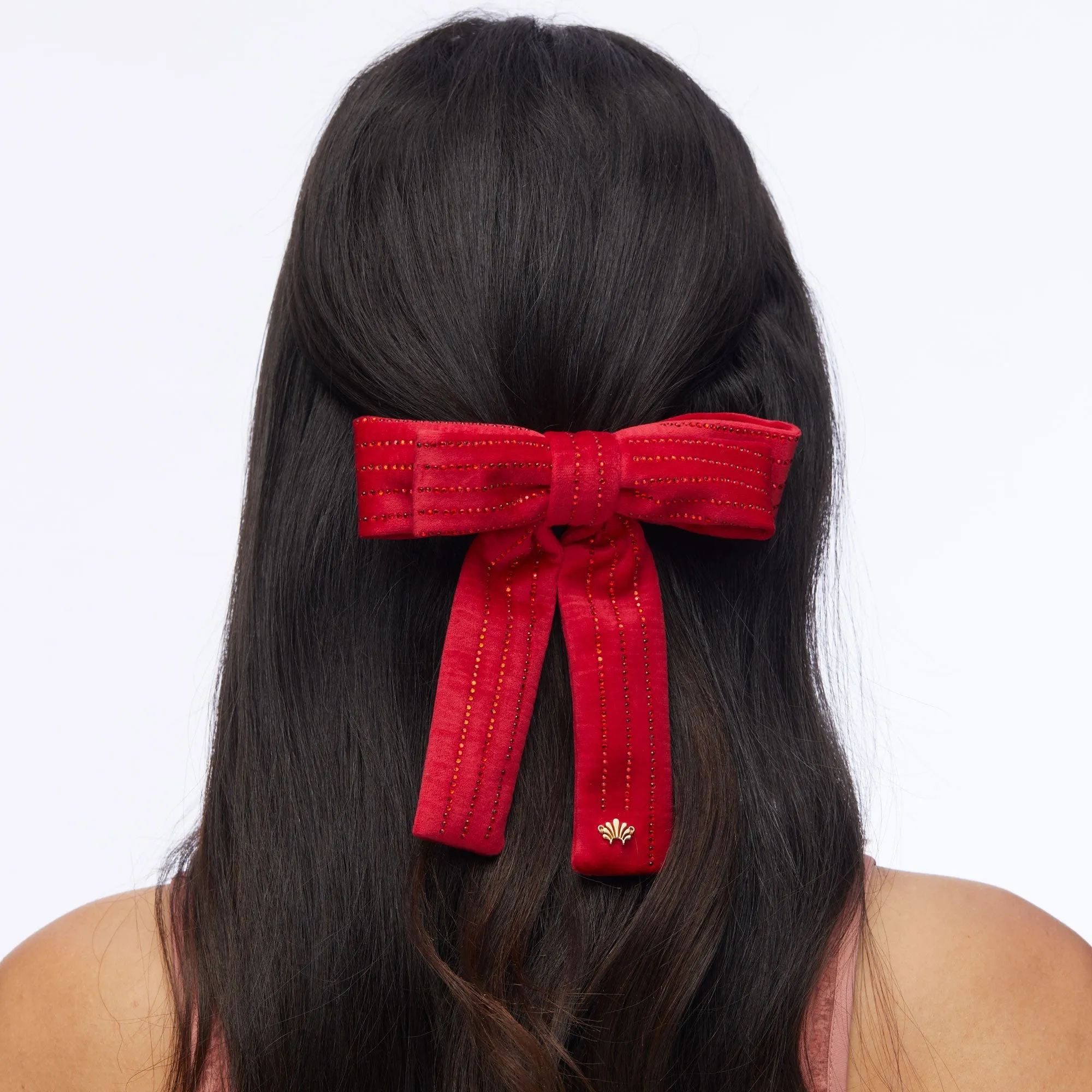 LIPSTICK RED ANTOINETTE PINSTRIPE BOW