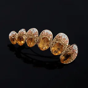 LUX Champagne Czech Rhinestone Oval Array Hair Barrette