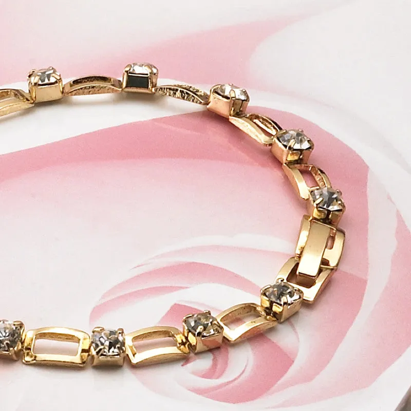 Luxury 18K Yellow Gold Plated Chain Bracelet for Women Shining AAA Cubic Zircon Crystal Bracelet&Bangle Jewelry