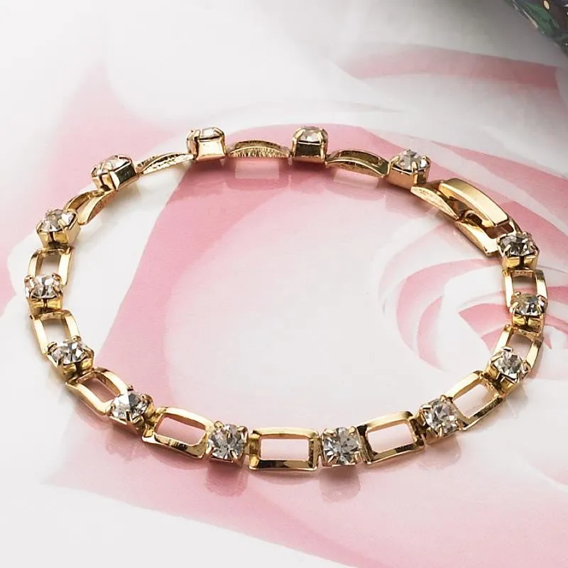 Luxury 18K Yellow Gold Plated Chain Bracelet for Women Shining AAA Cubic Zircon Crystal Bracelet&Bangle Jewelry