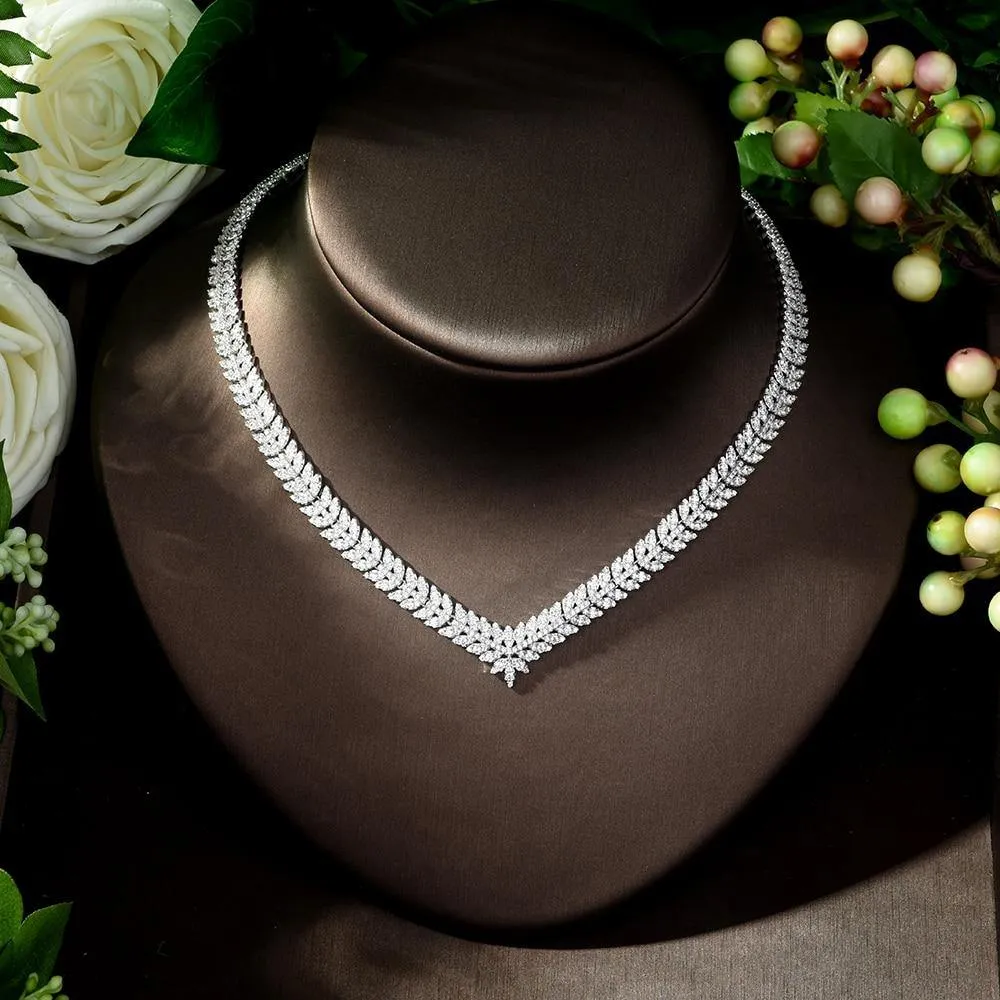 Luxury Designer AAAA  Quality Zircon Diamonds Micro Pave Designer Necklace Earrings Bracelet four-piece Wedding Jewelry Set