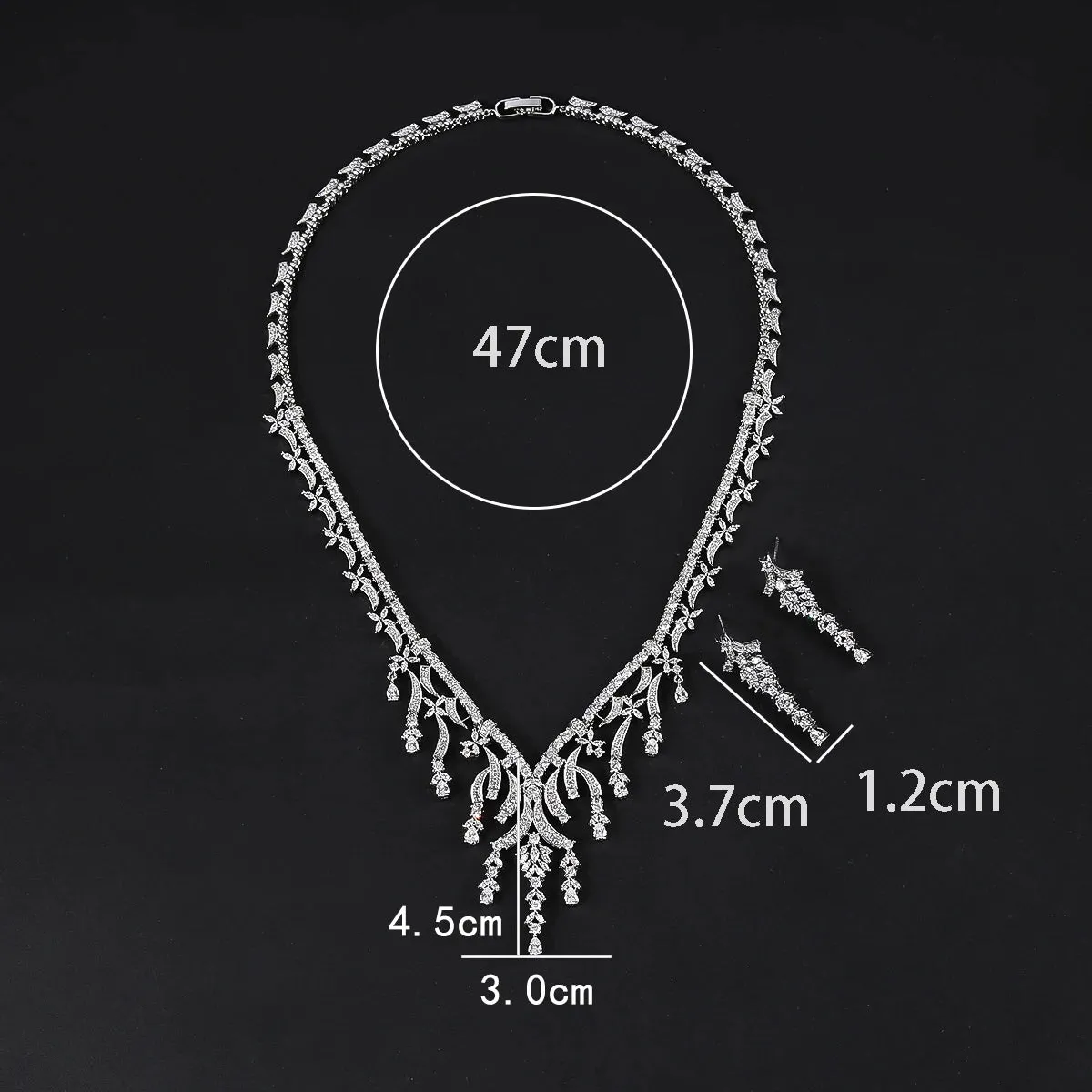 Magnificent White Color CZ Zircon  Water Drop Flowers Necklace Sets for Women Bridal Evening Wedding Dinner Jewelry CN11101