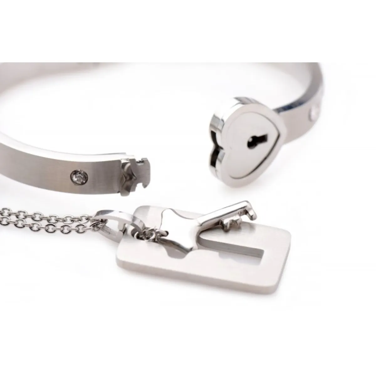 Master Series Cuffed Locking Bracelet & Key Necklace - Elegant Symbol of Bond and Commitment