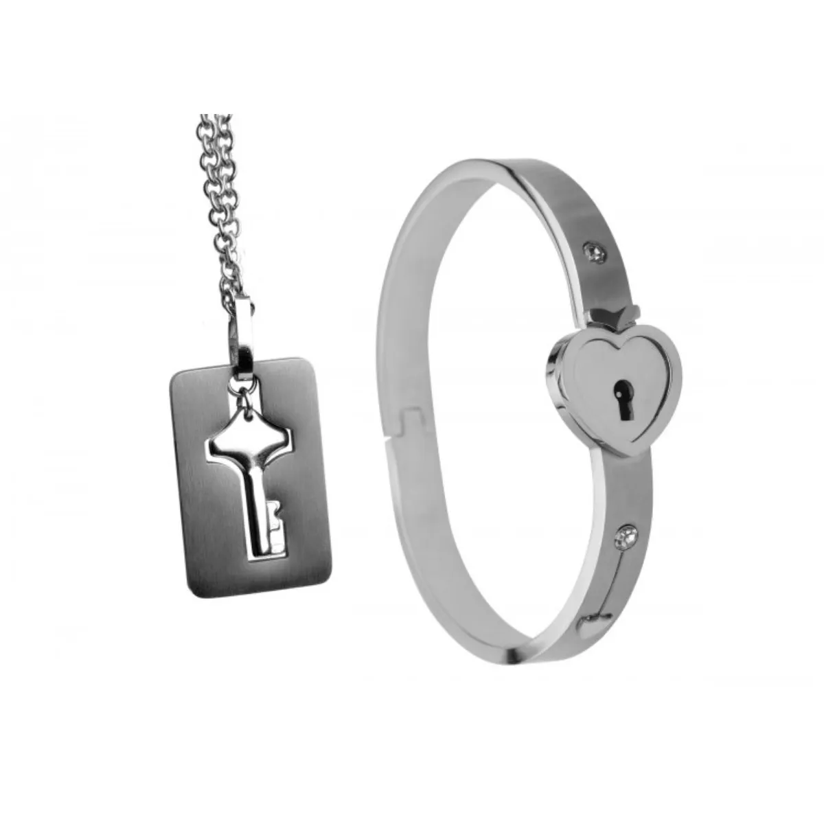 Master Series Cuffed Locking Bracelet & Key Necklace - Elegant Symbol of Bond and Commitment