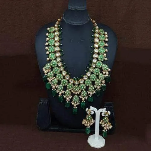 Meena Jadau Layered Rani Haar And Earring Set