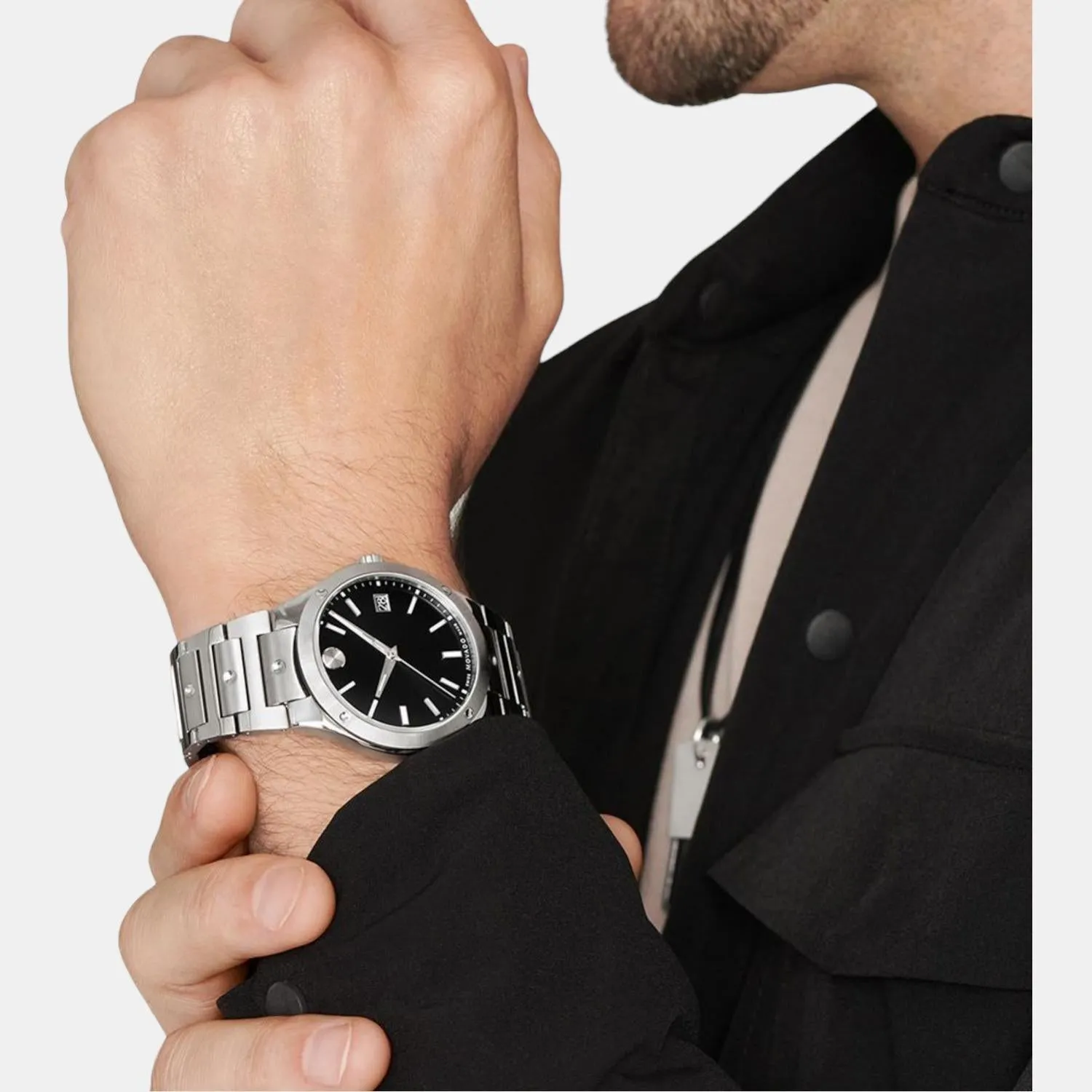 Men Black Analog Stainless Steel Watch 607541