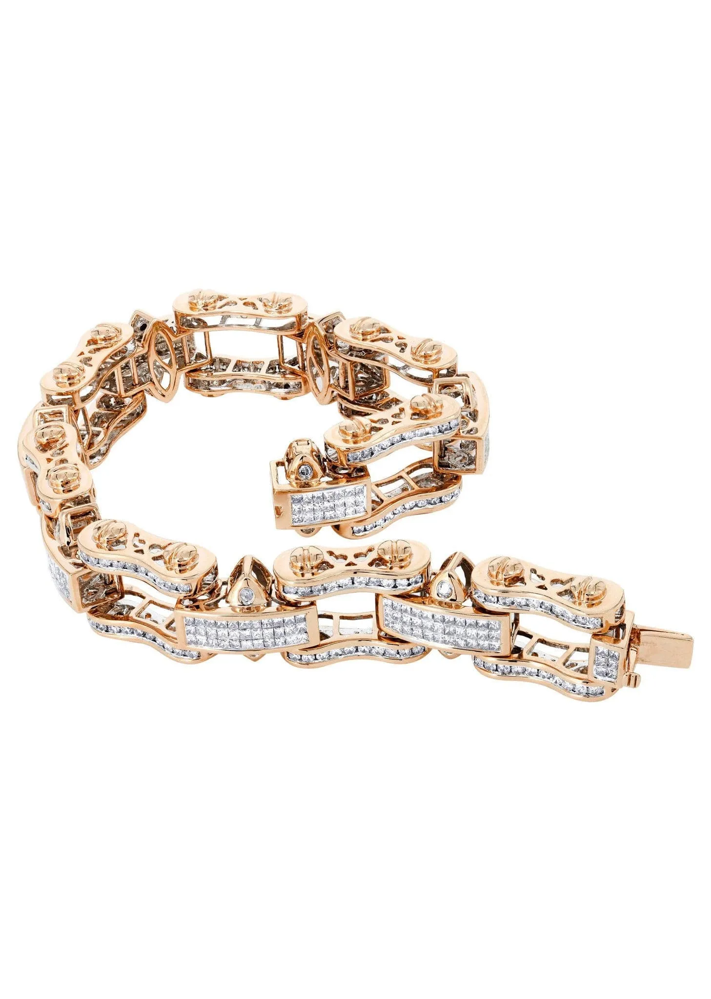 Mens Diamond Bracelet Rose Gold| 8.54 Carats| 65.73 Grams