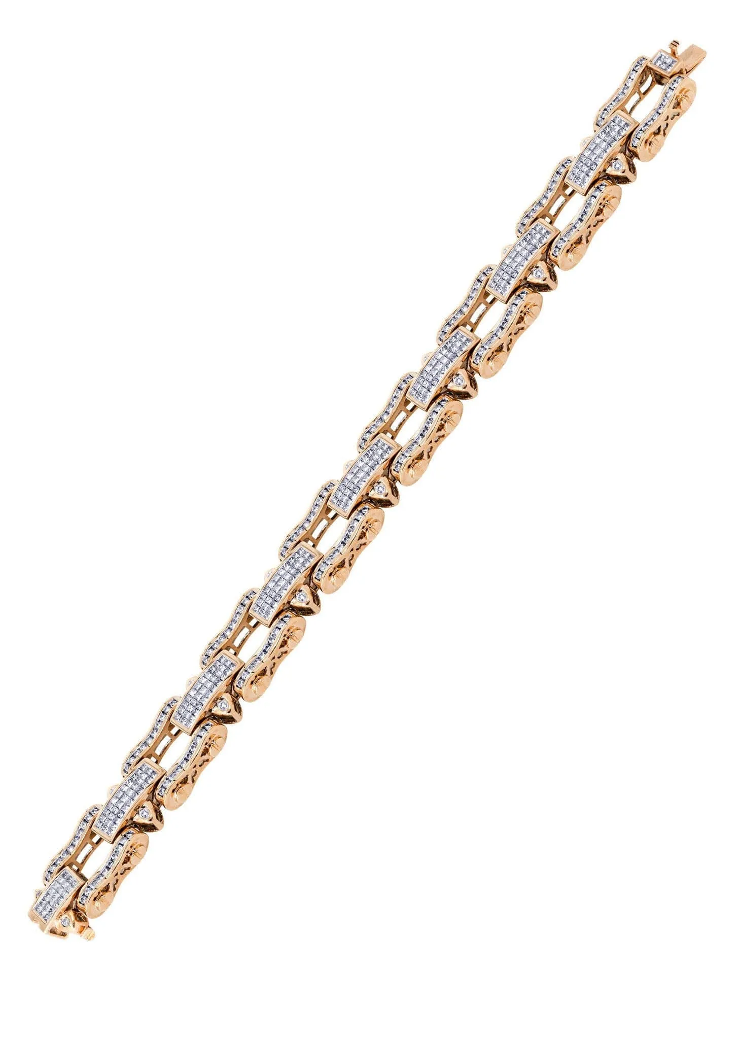 Mens Diamond Bracelet Rose Gold| 8.54 Carats| 65.73 Grams