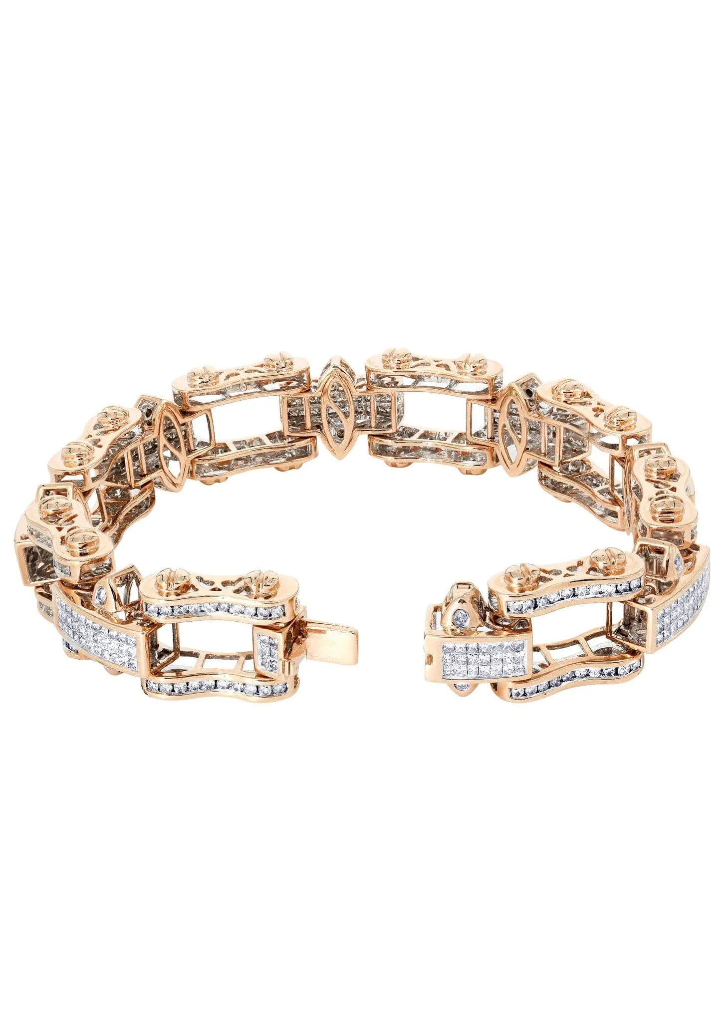 Mens Diamond Bracelet Rose Gold| 8.54 Carats| 65.73 Grams