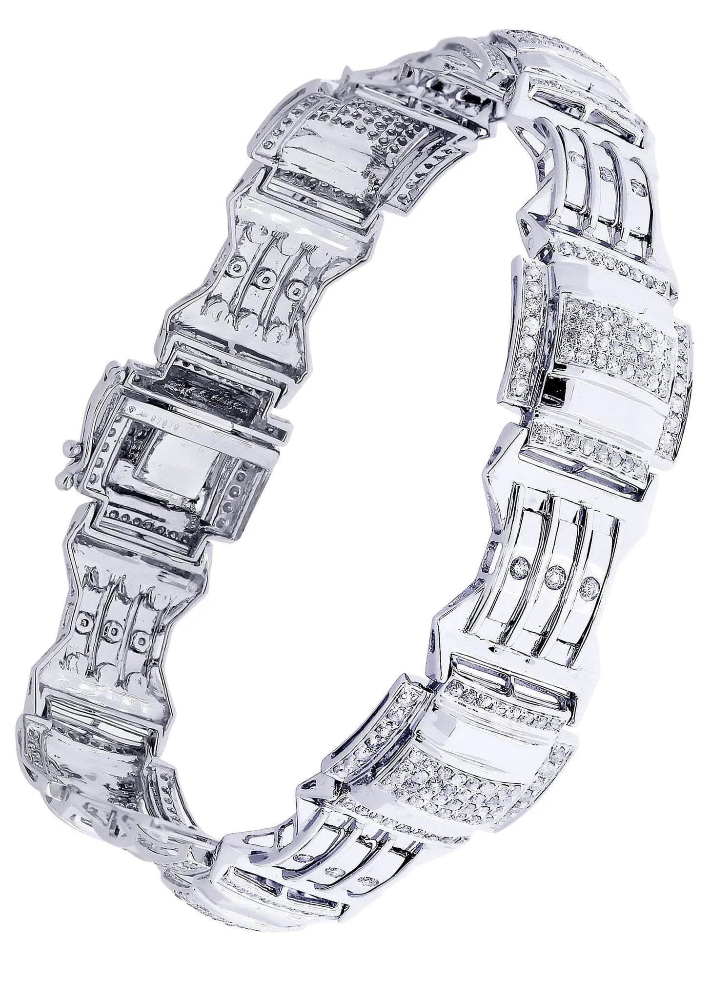 Mens Diamond Bracelet White Gold| 3.04 Carats| 27.99 Grams