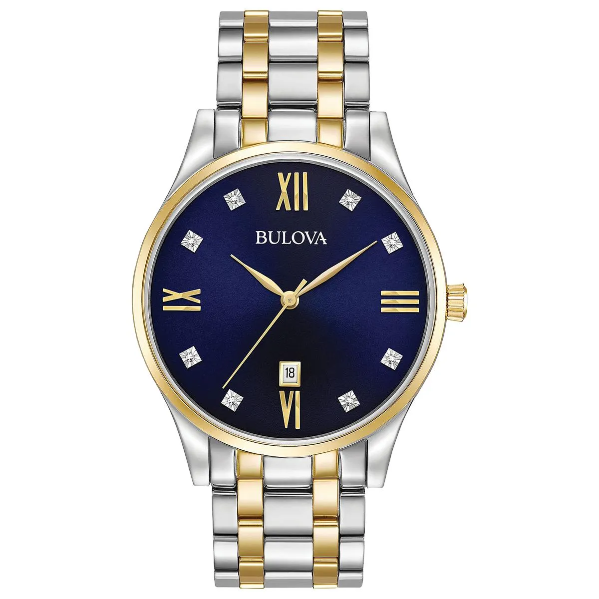 MEN'S TWO-TONE STEEL CLASSIC BULOVA WITH DIAMONDS